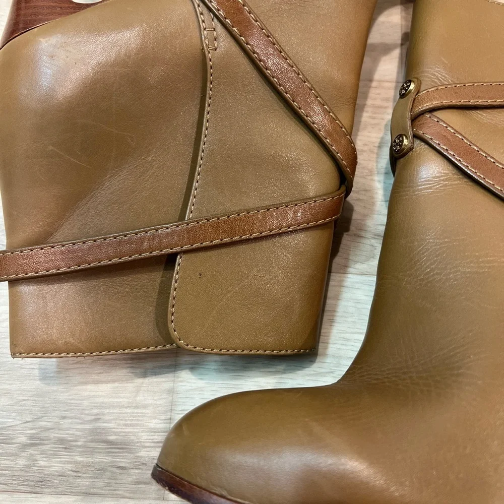 Tory Burch Cognac Dorese Leather Boot Bootie Sz 10